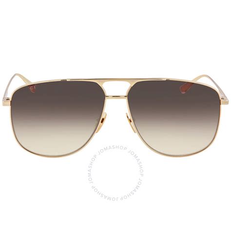 Gucci Brown Gradient Pilot Men's Sunglasses GG0336S 001 60 